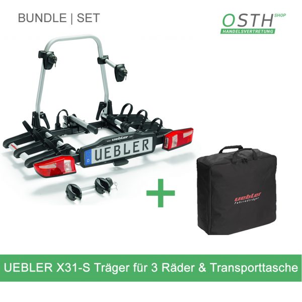 Uebler X31-S Kupplungsträger für 3 Räder & Transporttasche für X31